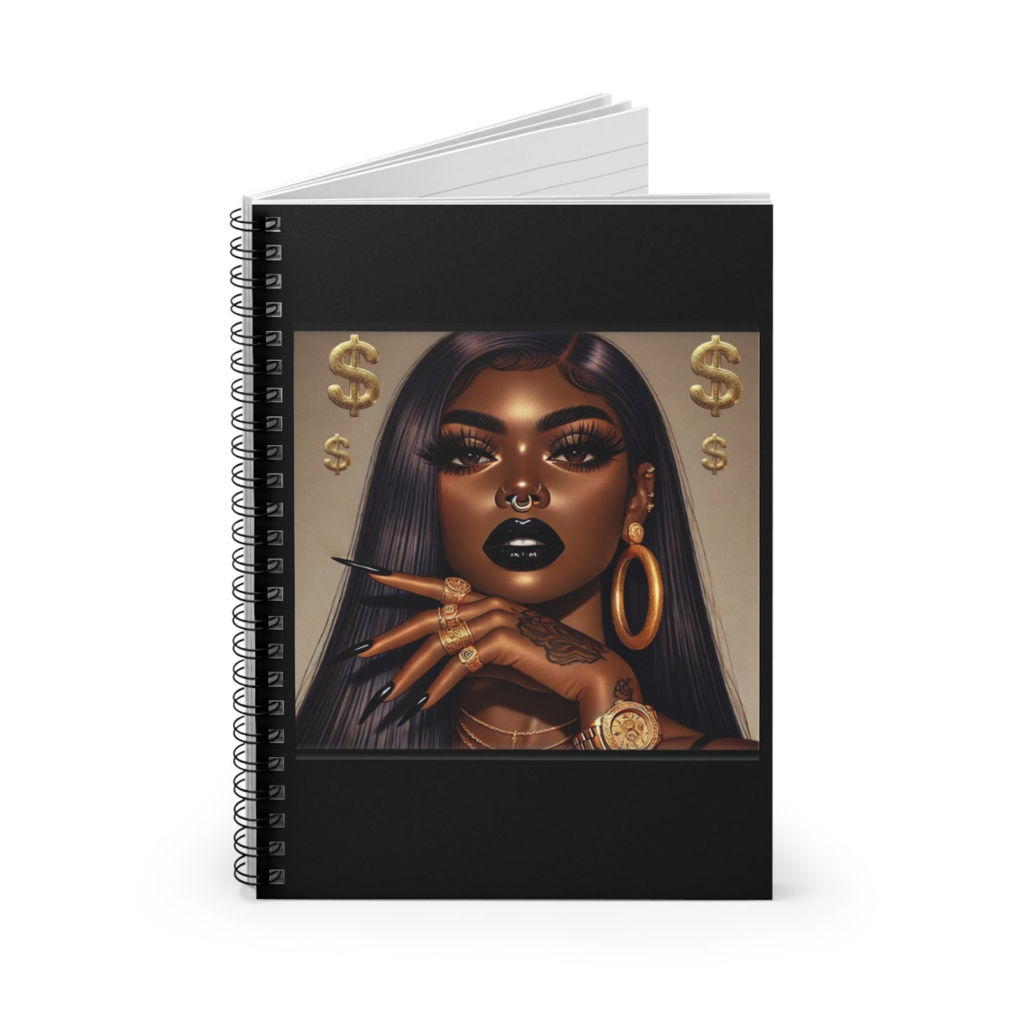 The Baddest Beauty Queen Notebook - Elegant Fashion Design, Stylish Journal, Gift for Her, Art Lover's Notebook, Black-Owned Art, Motivational Writing