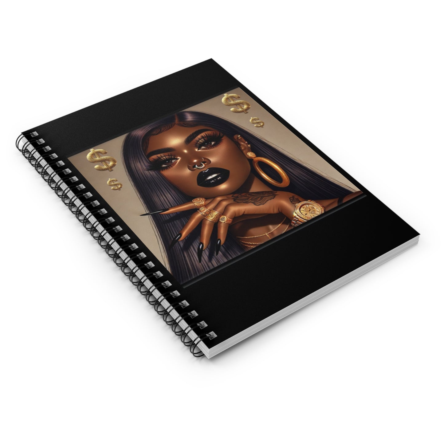The Baddest Beauty Queen Notebook - Elegant Fashion Design, Stylish Journal, Gift for Her, Art Lover's Notebook, Black-Owned Art, Motivational Writing