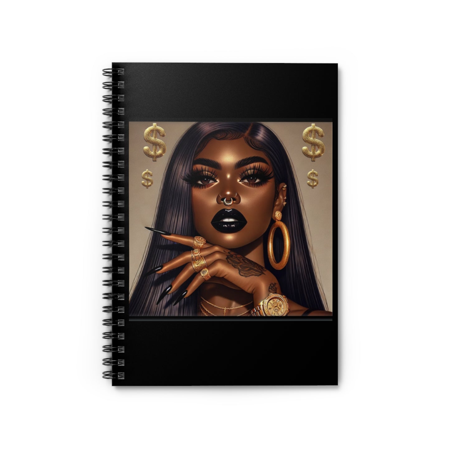 The Baddest Beauty Queen Notebook - Elegant Fashion Design, Stylish Journal, Gift for Her, Art Lover's Notebook, Black-Owned Art, Motivational Writing