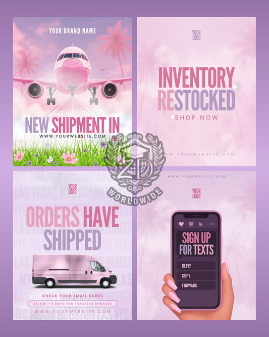 Girly Pastel Pink and Purple Canva Templates for Social Media & Branding