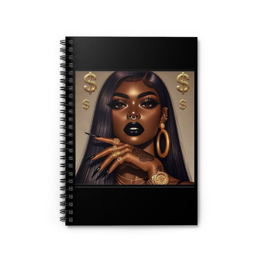 The Baddest Beauty Queen Notebook - Elegant Fashion Design, Stylish Journal, Gift for Her, Art Lover's Notebook, Black-Owned Art, Motivational Writing